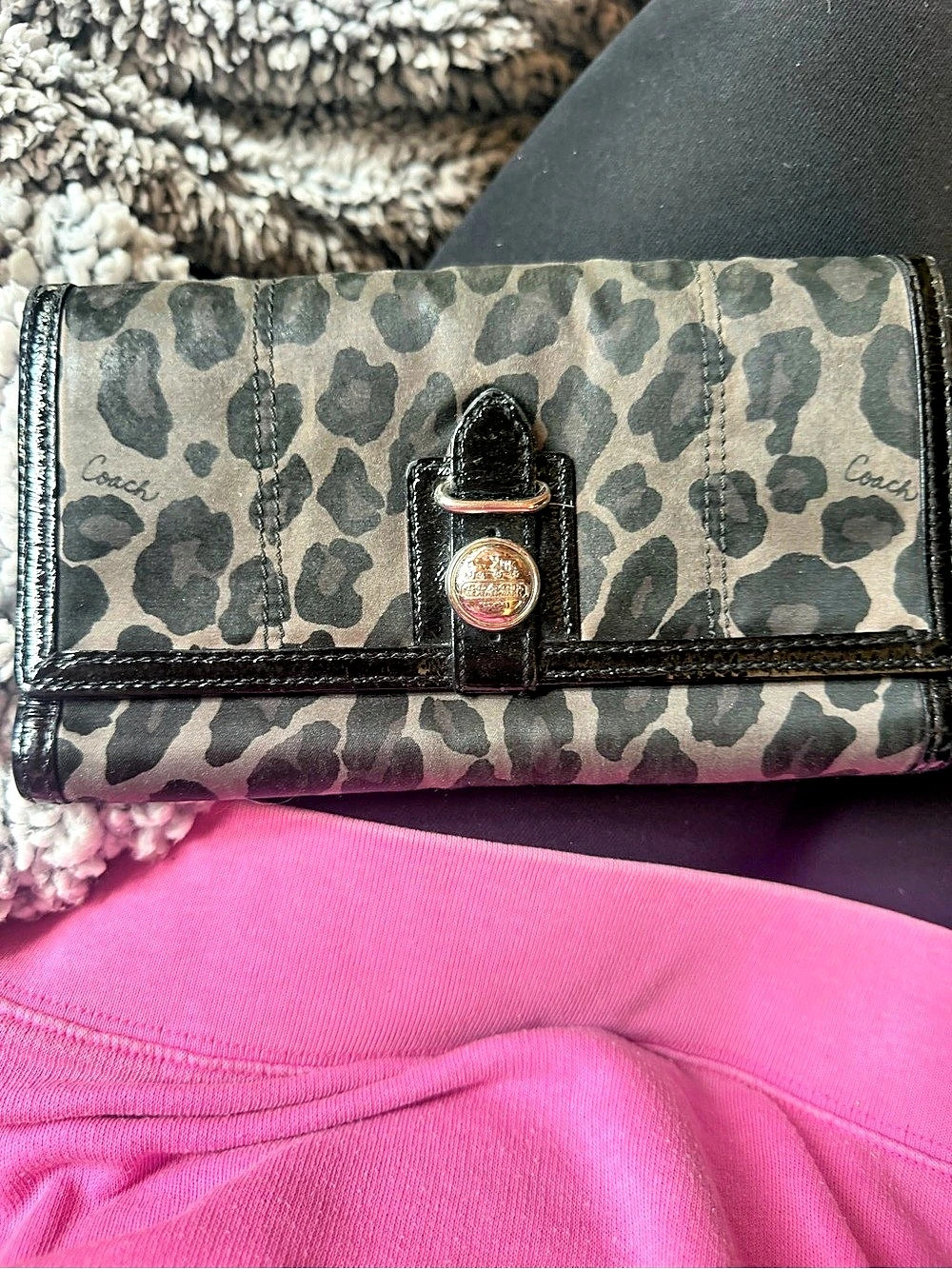 Coach Leopard Print Wallet in Brown & Black